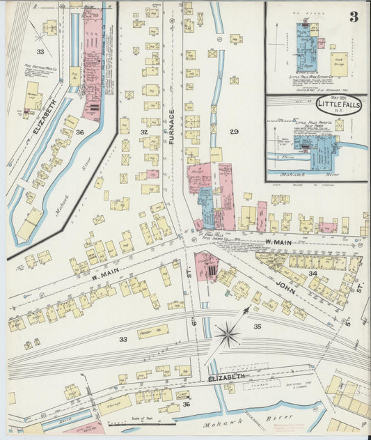 Sanborn Fire Insurance Map from Little Falls, Herkimer County, New York (1891), Sheet #0003 - Historic Sanborn Fire Insurance Map Print, vintage old map wall art, antique decor, genealogy gift, New York New York map