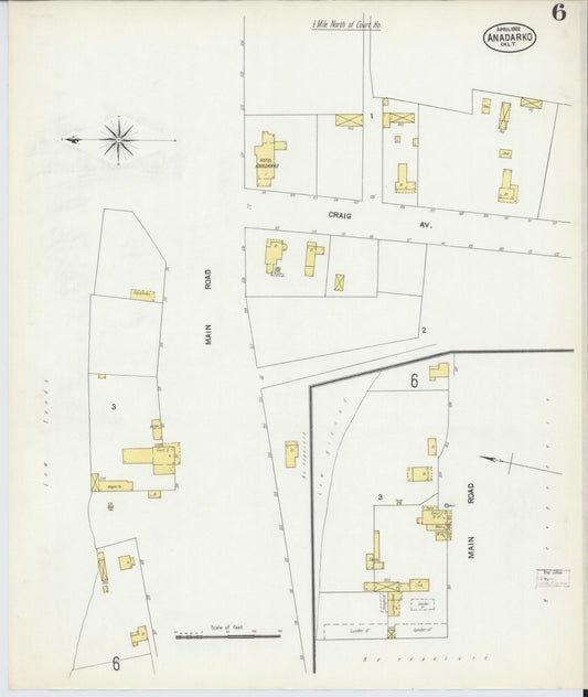Sanborn Fire Insurance Map from Anadarko, Caddo County, Oklahoma (1902), Sheet #0006 - Historic Sanborn Fire Insurance Map Print, vintage old map wall art, antique decor, genealogy gift, Oklahoma Oklahoma map