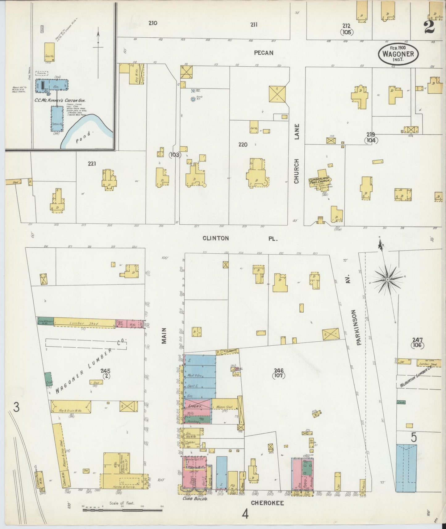 Sanborn Fire Insurance Map from Wagoner, Wagoner County, Oklahoma (1900), Sheet #0002 - Historic Sanborn Fire Insurance Map Print, vintage old map wall art, antique decor, genealogy gift, Oklahoma Oklahoma map