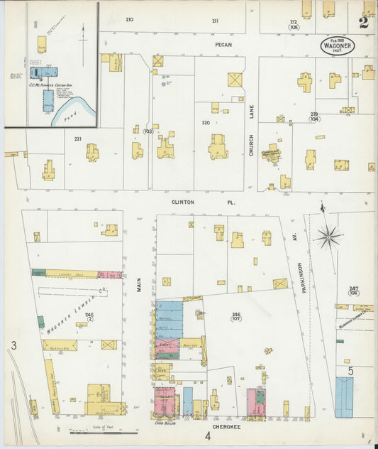 Sanborn Fire Insurance Map from Wagoner, Wagoner County, Oklahoma (1900), Sheet #0002 - Historic Sanborn Fire Insurance Map Print, vintage old map wall art, antique decor, genealogy gift, Oklahoma Oklahoma map
