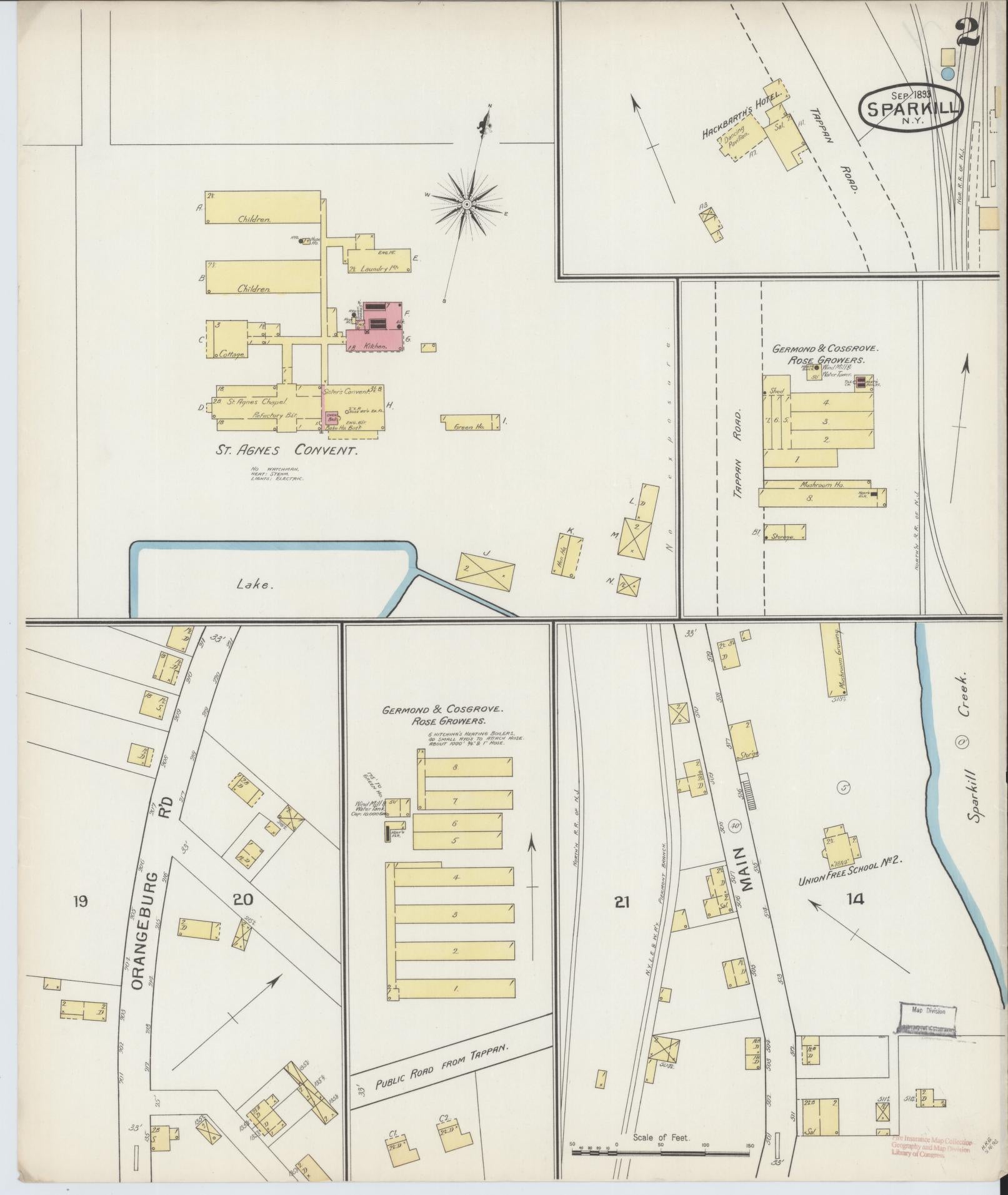 Sanborn Fire Insurance Map from Sparkill, Rockland County, New York (1893), Sheet #0002 - Historic Sanborn Fire Insurance Map Print, vintage old map wall art, antique decor, genealogy gift, New York New York map
