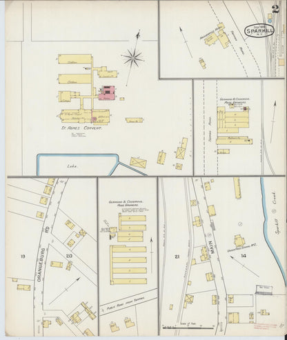 Sanborn Fire Insurance Map from Sparkill, Rockland County, New York (1893), Sheet #0002 - Historic Sanborn Fire Insurance Map Print, vintage old map wall art, antique decor, genealogy gift, New York New York map