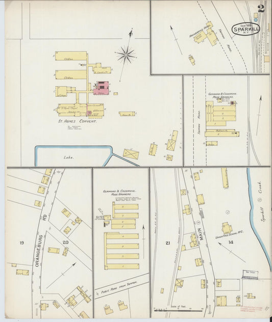 Sanborn Fire Insurance Map from Sparkill, Rockland County, New York (1893), Sheet #0002 - Historic Sanborn Fire Insurance Map Print, vintage old map wall art, antique decor, genealogy gift, New York New York map