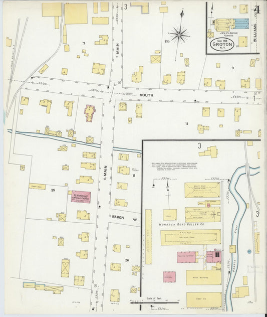 Sanborn Fire Insurance Map from Groton, Tomkins County, New York (1908), Sheet #0004 - Historic Sanborn Fire Insurance Map Print, vintage old map wall art, antique decor, genealogy gift, New York New York map
