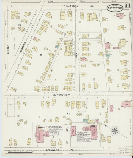 Sanborn Fire Insurance Map from Pittston, Luzerne County, Pennsylvania (1891), Sheet #0011 - Historic Sanborn Fire Insurance Map Print, vintage old map wall art, antique decor, genealogy gift, Pennsylvania Pennsylvania map