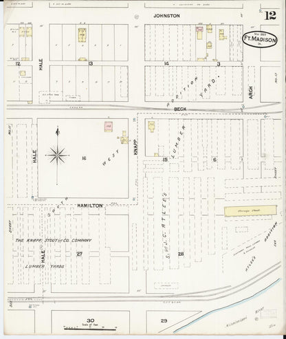 Sanborn Fire Insurance Map from Fort Madison, Lee County, Iowa (1889), Sheet #0012 - Historic Sanborn Fire Insurance Map Print