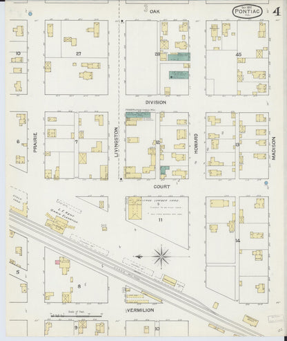 Sanborn Fire Insurance Map from Pontiac, Livingston County, Illinois (1892), Sheet #0004 - Complete Map Set gallery image, historic Sanborn map, vintage wall art, Illinois Illinois