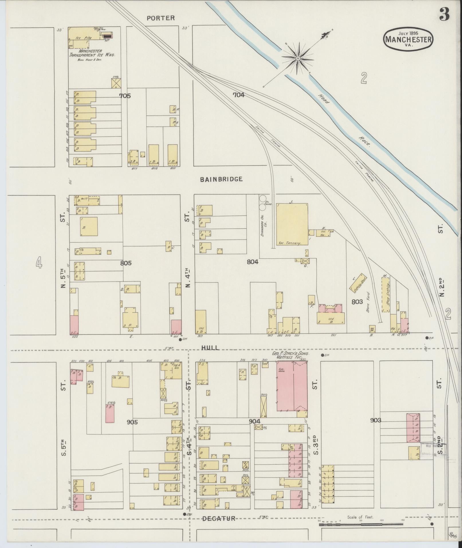 Sanborn Fire Insurance Map from Manchester, Chesterfield County, Virginia. (1895), Sheet 3 – Historic Sanborn Fire Insurance Map Print