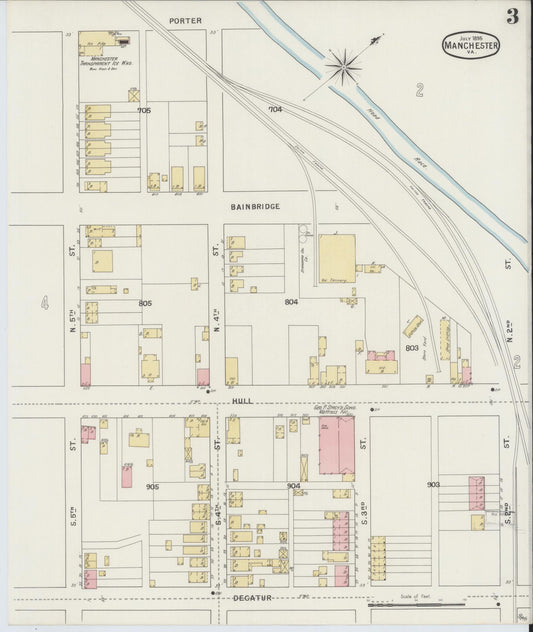 Sanborn Fire Insurance Map from Manchester, Chesterfield County, Virginia. (1895), Sheet 3 – Historic Sanborn Fire Insurance Map Print