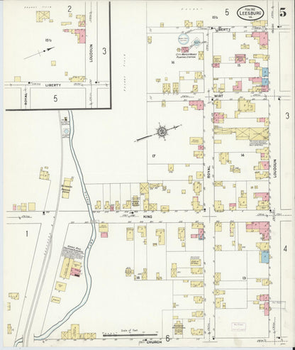 Sanborn Fire Insurance Map from Leesburg, Loudoun County, Virginia (1912), Sheet #0005 - Historic Sanborn Fire Insurance Map Print, vintage old map wall art, antique decor, genealogy gift, Virginia Virginia map
