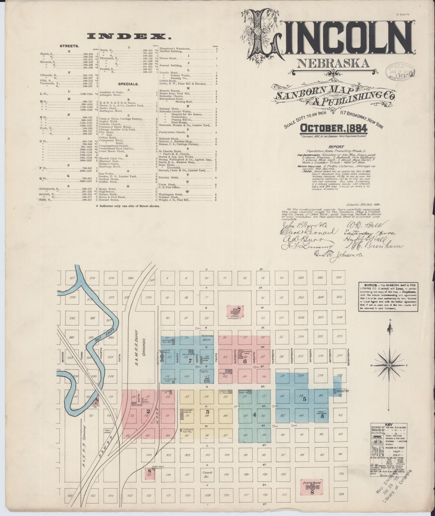 Sanborn Fire Insurance Map from Lincoln, Lancaster County, Nebraska (Unknown), Sheet #0001 - Complete Map Set gallery image, historic Sanborn map, vintage wall art, Nebraska Nebraska