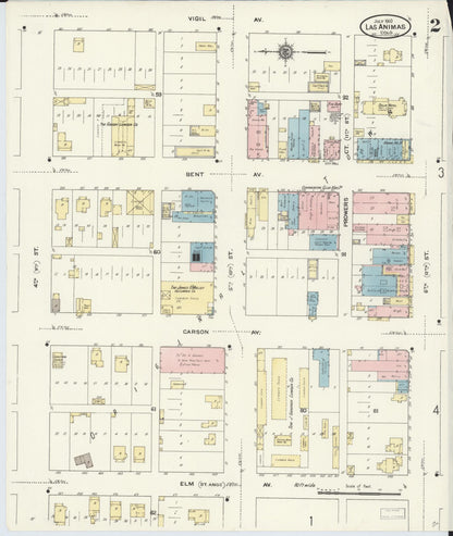 Sanborn Fire Insurance Map from Las Animas, Bent County, Colorado (1910), Sheet #0002 - Complete Map Set gallery image, historic Sanborn map, vintage wall art, Colorado Colorado