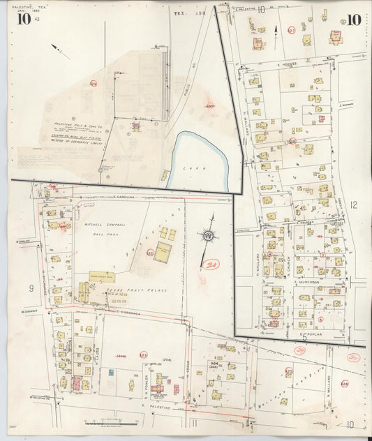Sanborn Fire Insurance Map from Palestine, Anderson County, Texas (1949), Sheet #0010 - Historic Sanborn Fire Insurance Map Print, vintage old map wall art, antique decor, genealogy gift, Texas Texas map