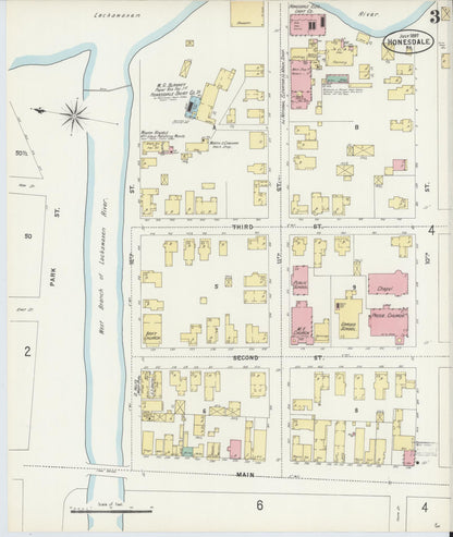 Sanborn Fire Insurance Map from Honesdale, Wayne County, Pennsylvania (1897), Sheet #0003 - Complete Map Set gallery image, historic Sanborn map, vintage wall art, Pennsylvania Pennsylvania