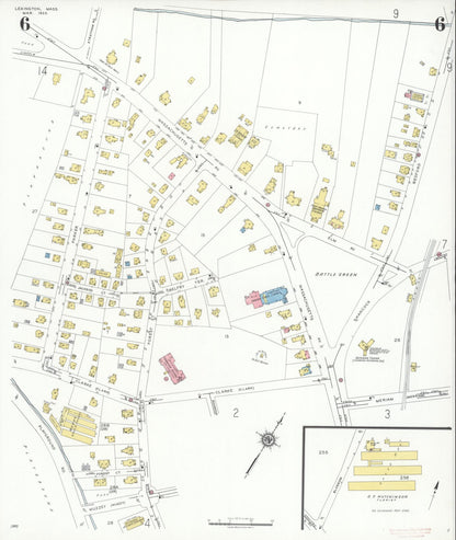 Sanborn Fire Insurance Map from Lexington, Middlesex County, Massachusetts (1935), Sheet #0006 - Historic Sanborn Fire Insurance Map Print, vintage old map wall art, antique decor, genealogy gift, Massachusetts Massachusetts map