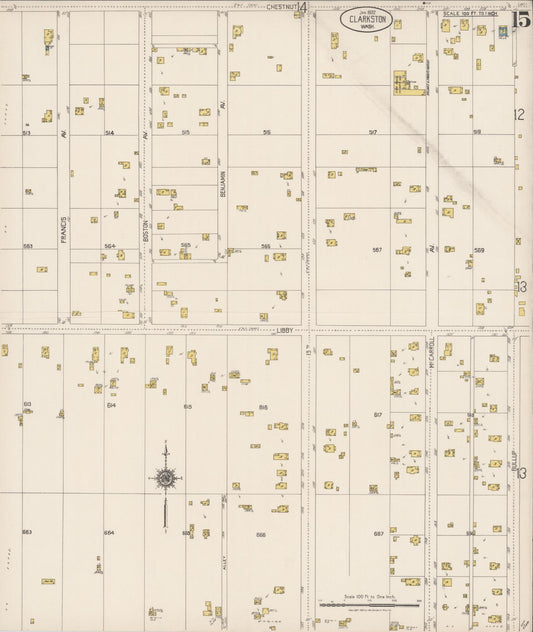 Sanborn Fire Insurance Map from Clarkston, Asotin County, Washington (1922), Sheet #0015 - Historic Sanborn Fire Insurance Map Print, vintage old map wall art, antique decor, genealogy gift, Washington Washington map