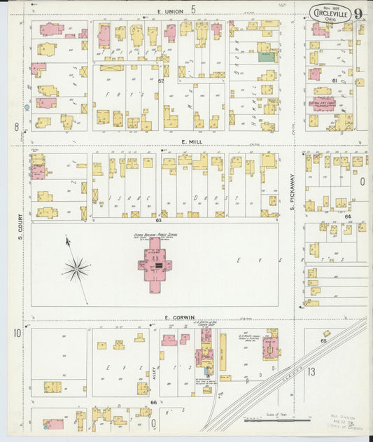 Sanborn Fire Insurance Map from Circleville, Pickaway County, Ohio (1899), Sheet #0009 - Historic Sanborn Fire Insurance Map Print, vintage old map wall art, antique decor, genealogy gift, Ohio Ohio map