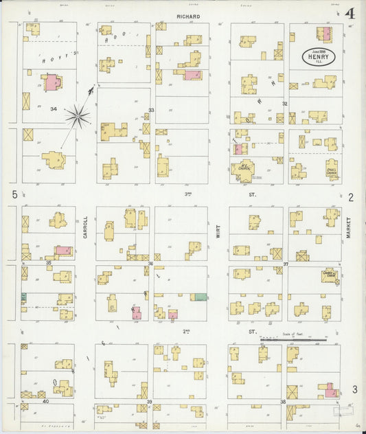 Sanborn Fire Insurance Map from Henry, Marshall County, Illinois (1899), Sheet #0004 - Historic Sanborn Fire Insurance Map Print, vintage old map wall art, antique decor, genealogy gift, Illinois Illinois map
