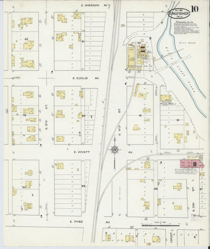 Sanborn Fire Insurance Map from Kingfisher, Kingfisher County, Oklahoma (1915), Sheet #0010 - Complete Map Set gallery image, historic Sanborn map, vintage wall art, Oklahoma Oklahoma