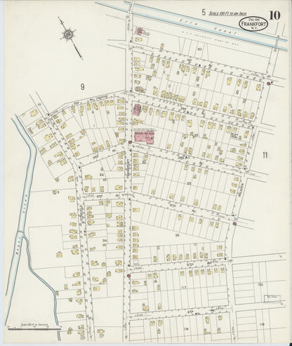 Sanborn Fire Insurance Map from Frankfort, Herkimer County, New York (1914), Sheet #0010 - Historic Sanborn Fire Insurance Map Print, vintage old map wall art, antique decor, genealogy gift, New York New York map