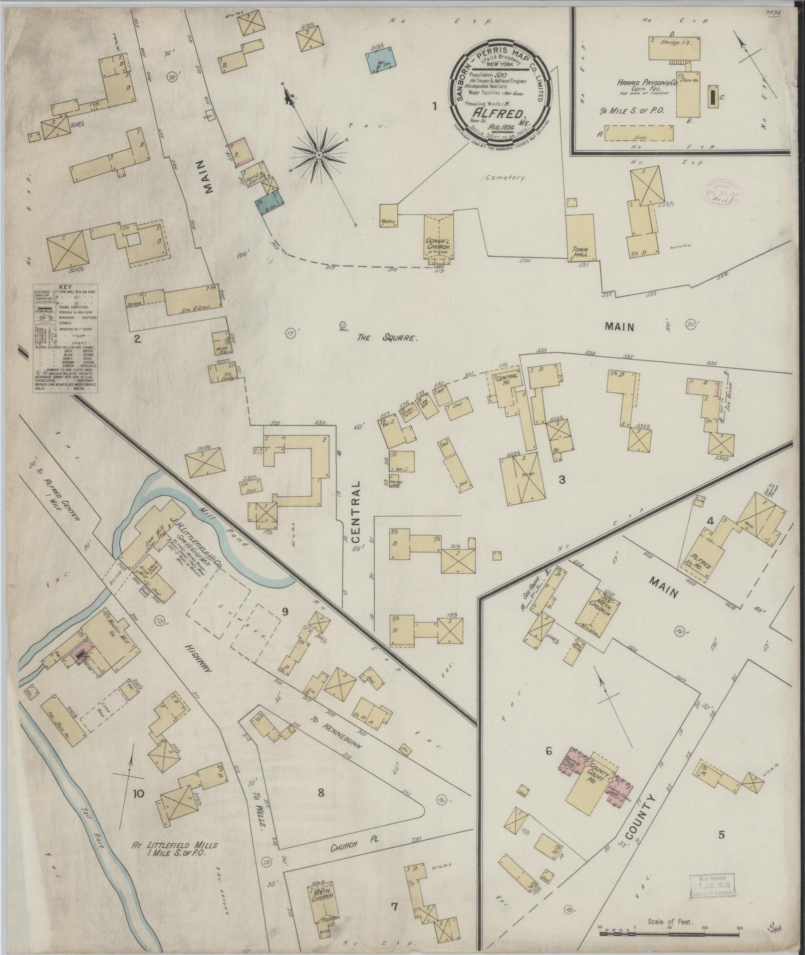 Sanborn Fire Insurance Map from Alfred, York County, Maine. (1894) – Historic Sanborn Fire Insurance Map Print