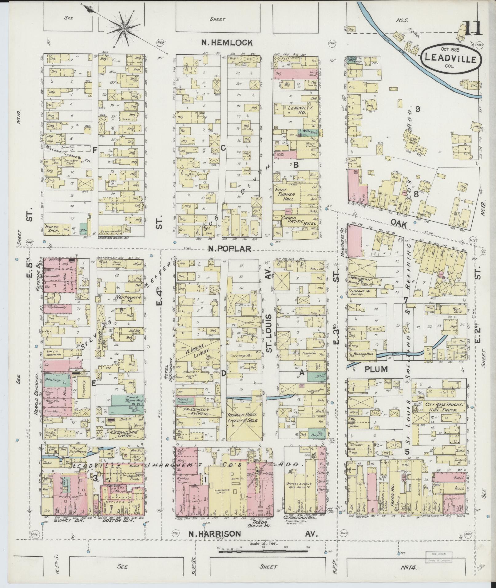 Sanborn Fire Insurance Map from Leadville, Lake County, Colorado (1889), Sheet #0011 - Complete Map Set gallery image, historic Sanborn map, vintage wall art, Colorado Colorado