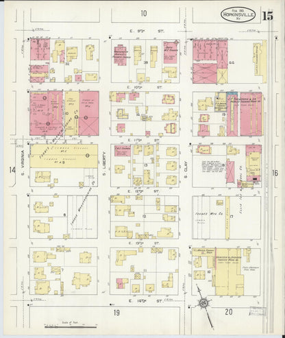 Sanborn Fire Insurance Map from Hopkinsville, Christian County, Kentucky (1913), Sheet #0015 - Complete Map Set gallery image, historic Sanborn map, vintage wall art, Kentucky Kentucky