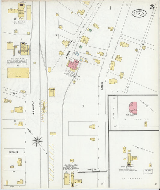 Sanborn Fire Insurance Map from Italy, Ellis County, Texas (1904), Sheet #0003 - Historic Sanborn Fire Insurance Map Print, vintage old map wall art, antique decor, genealogy gift, Texas Texas map