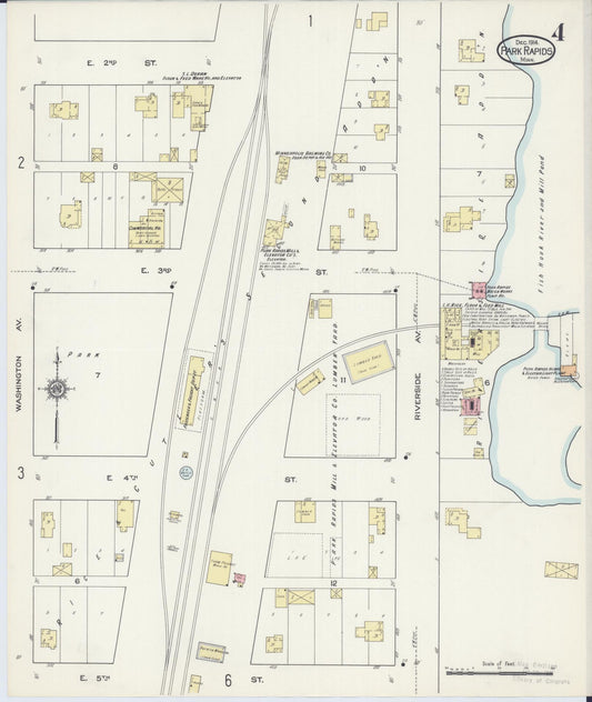 Sanborn Fire Insurance Map from Park Rapids, Hubbard County, Minnesota (1914), Sheet #0004 - Historic Sanborn Fire Insurance Map Print, vintage old map wall art, antique decor, genealogy gift, Minnesota Minnesota map