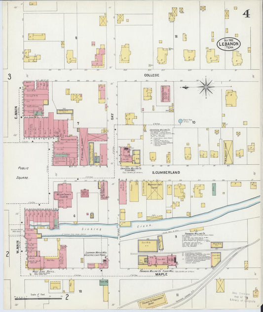 Sanborn Fire Insurance Map from Lebanon, Wilson County, Tennessee (1902), Sheet #0004 - Historic Sanborn Fire Insurance Map Print, vintage old map wall art, antique decor, genealogy gift, Tennessee Tennessee map