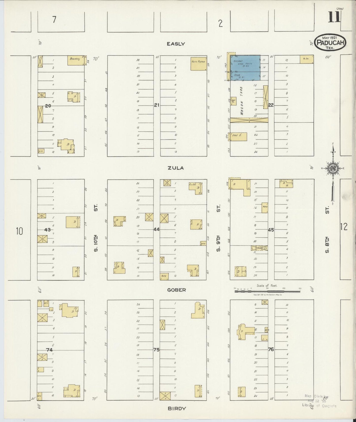Sanborn Fire Insurance Map from Paducah, Cottle County, Texas (1921), Sheet #0011 - Complete Map Set gallery image, historic Sanborn map, vintage wall art, Texas Texas