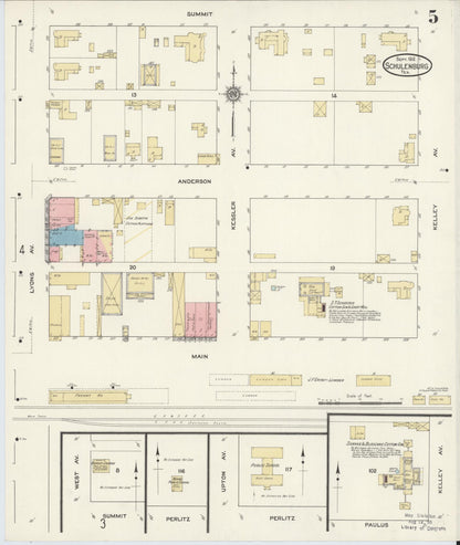 Sanborn Fire Insurance Map from Schulenburg, Fayette County, Texas (1912), Sheet #0005 - Complete Map Set gallery image, historic Sanborn map, vintage wall art, Texas Texas