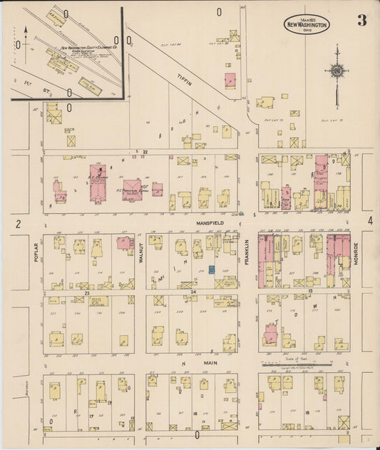 Sanborn Fire Insurance Map from New Washington, Crawford County, Ohio (1922), Sheet #0003 - Historic Sanborn Fire Insurance Map Print, vintage old map wall art, antique decor, genealogy gift, Ohio Ohio map