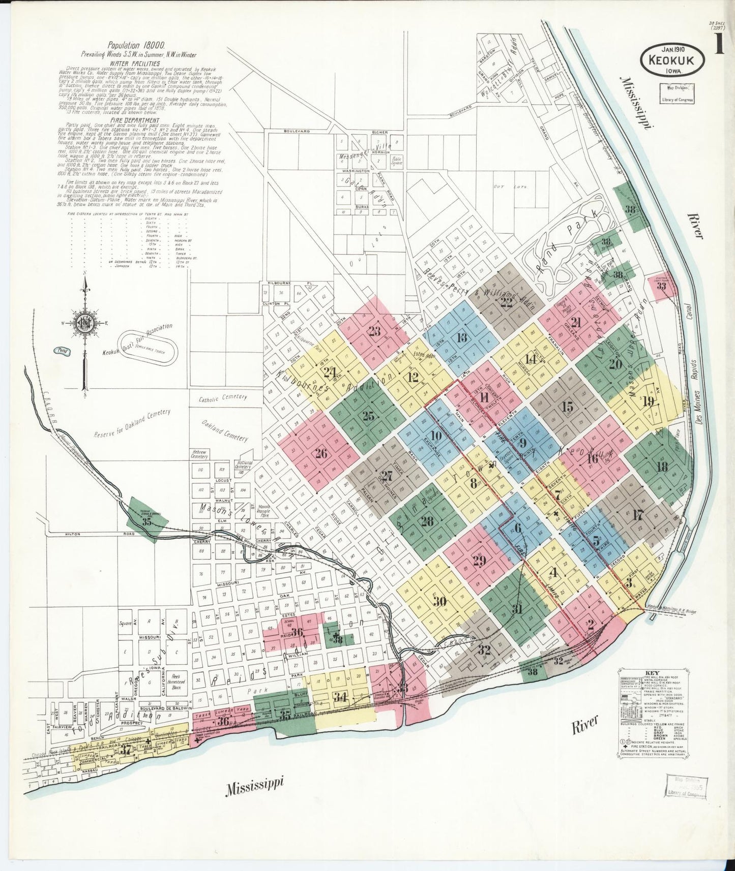 Sanborn Fire Insurance Map from Keokuk, Lee County, Iowa. (1910) – Map View
