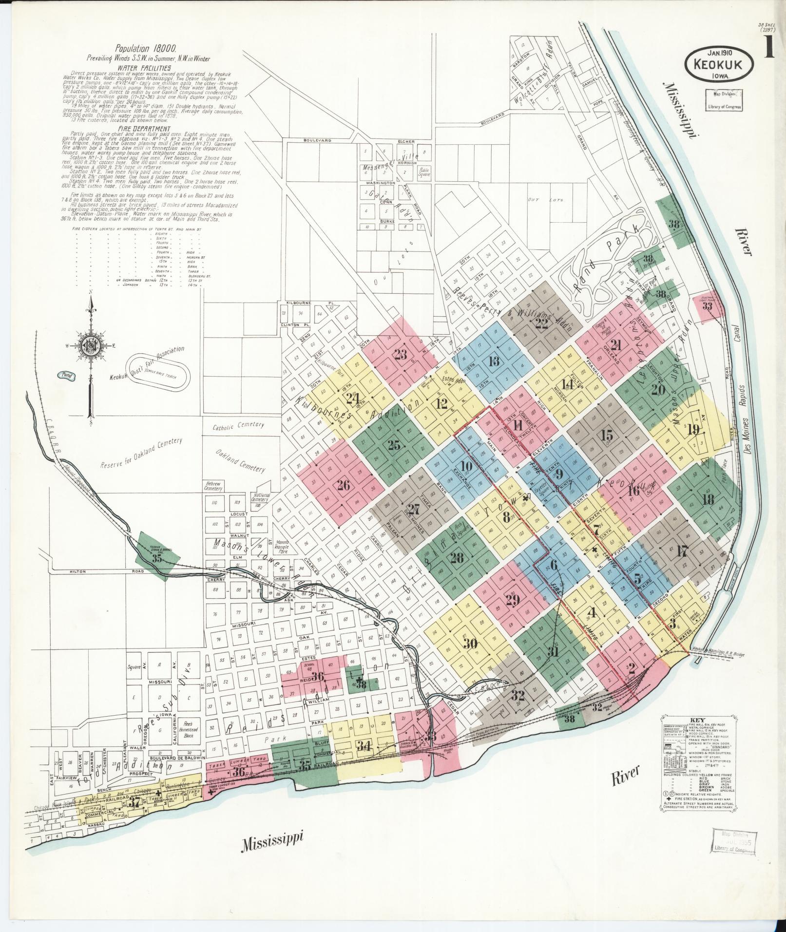 Sanborn Fire Insurance Map from Keokuk, Lee County, Iowa. (1910) – Map View