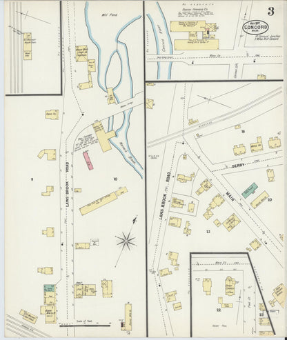 Sanborn Fire Insurance Map from Concord, Middlesex County, Massachusetts (1897), Sheet #0003 - Historic Sanborn Fire Insurance Map Print, vintage old map wall art, antique decor, genealogy gift, Massachusetts Massachusetts map