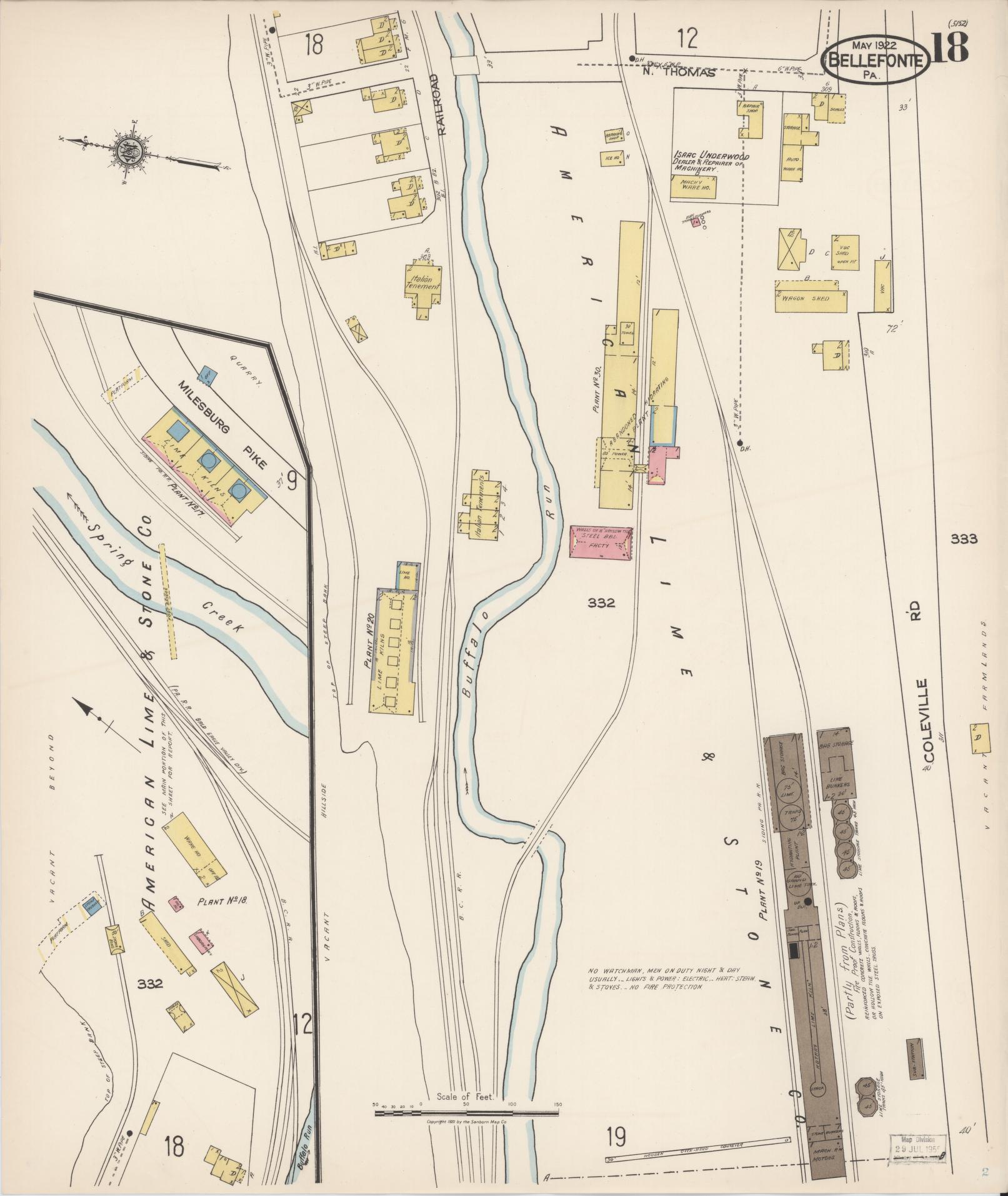 Sanborn Fire Insurance Map from Bellefonte, Centre County, Pennsylvania (1922), Sheet #0018 - Historic Sanborn Fire Insurance Map Print, vintage old map wall art, antique decor, genealogy gift, Pennsylvania Pennsylvania map