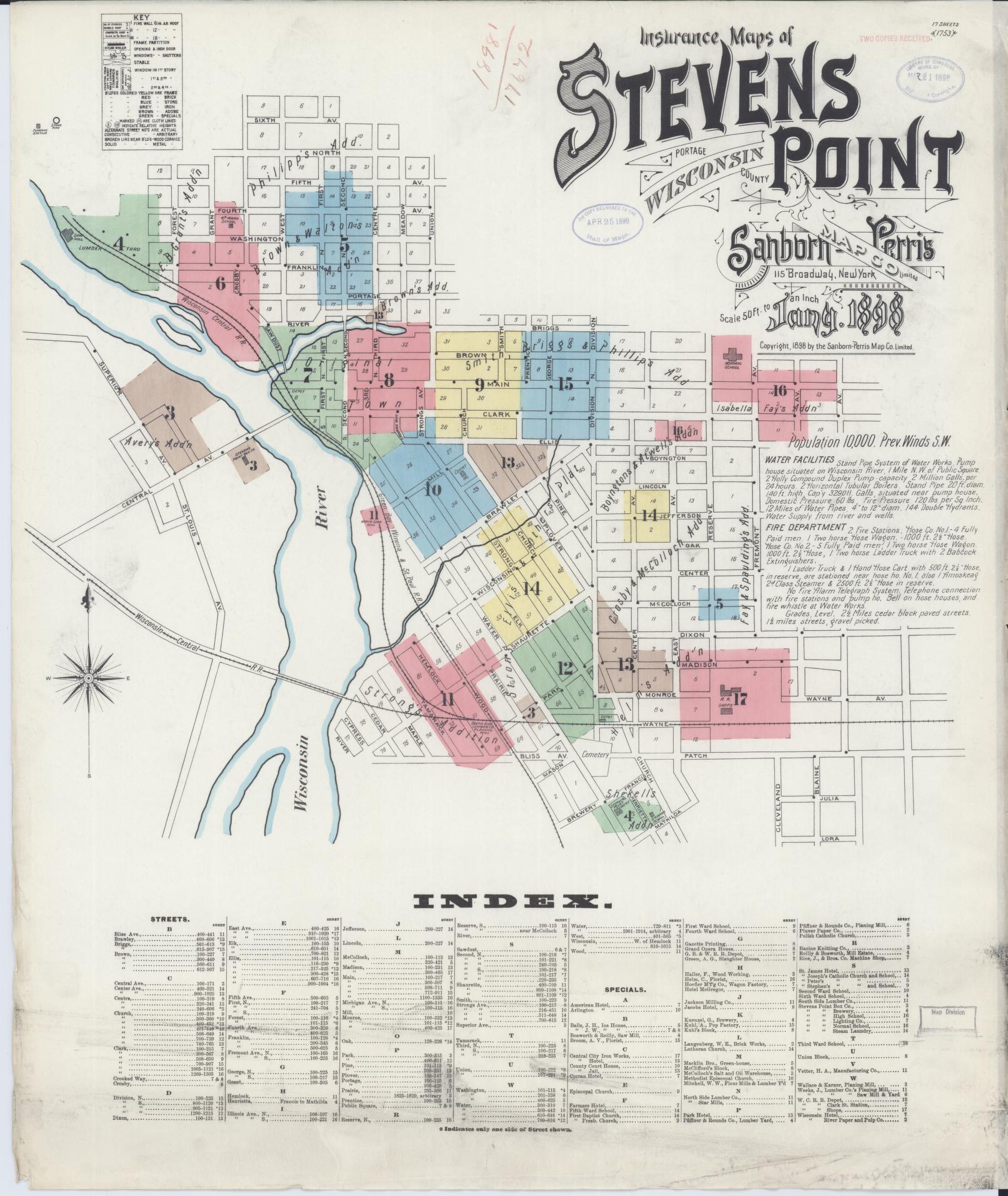 Stevens Point, Portage County, Wisconsin (1898) – Sanborn Fire Insurance Map – Map View