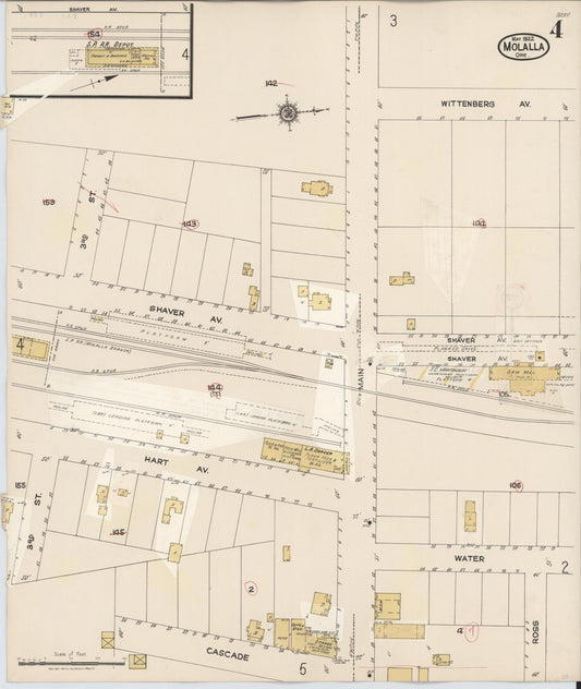 Sanborn Fire Insurance Map from Molalla, Clackamas County, Oregon (1951), Sheet #0004 - Historic Sanborn Fire Insurance Map Print, vintage old map wall art, antique decor, genealogy gift, Oregon Oregon map