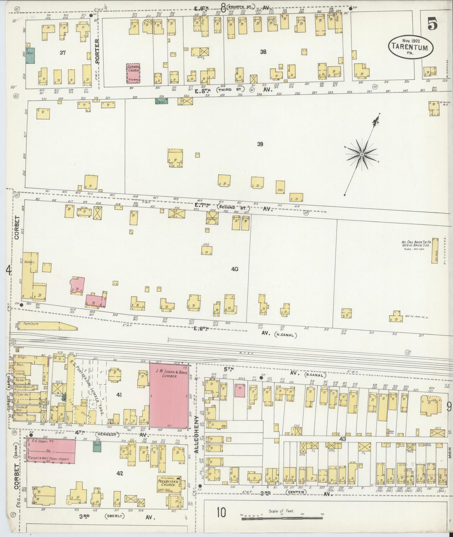 Sanborn Fire Insurance Map from Tarentum, Allegheny County, Pennsylvania (1902), Sheet #0005 - Complete Map Set gallery image, historic Sanborn map, vintage wall art, Pennsylvania Pennsylvania