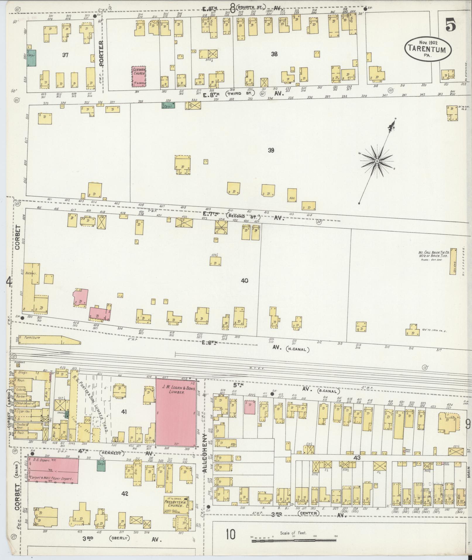 Sanborn Fire Insurance Map from Tarentum, Allegheny County, Pennsylvania (1902), Sheet #0005 - Complete Map Set gallery image, historic Sanborn map, vintage wall art, Pennsylvania Pennsylvania