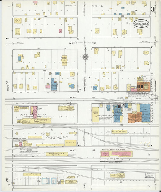 Sanborn Fire Insurance Map from Concordia, Cloud County, Kansas (1917), Sheet #0003 - Historic Sanborn Fire Insurance Map Print, vintage old map wall art, antique decor, genealogy gift, Kansas Kansas map
