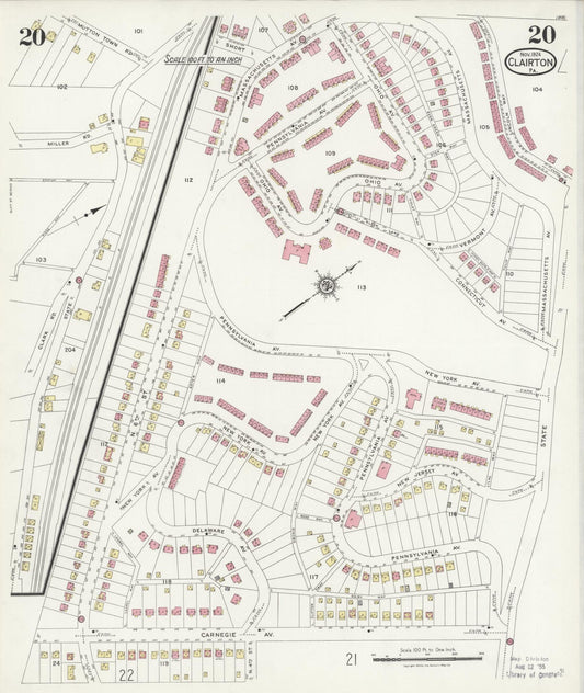 Sanborn Fire Insurance Map from Clairton, Allegheny County, Pennsylvania (1924), Sheet #0020 - Historic Sanborn Fire Insurance Map Print, vintage old map wall art, antique decor, genealogy gift, Pennsylvania Pennsylvania map