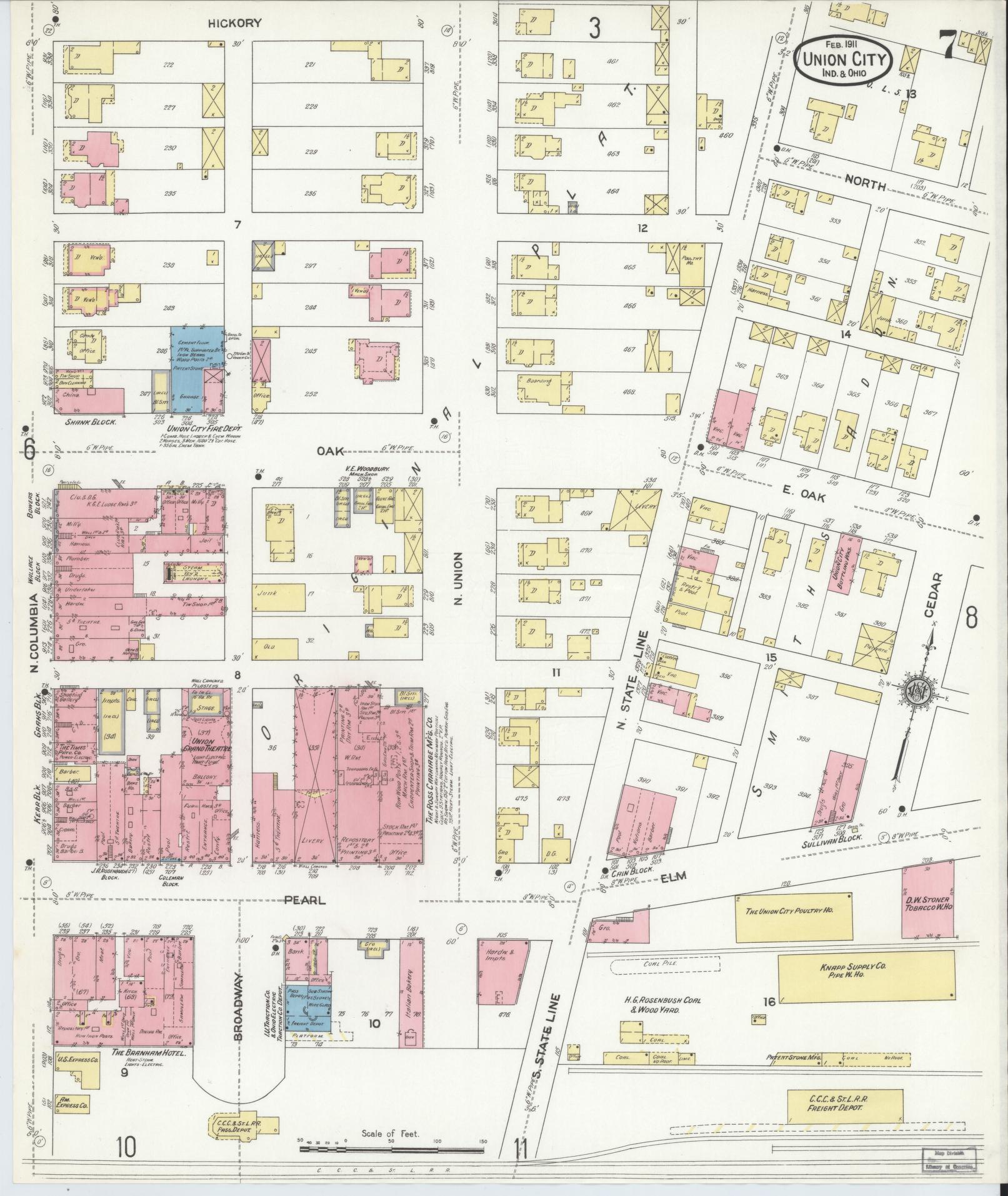 Sanborn Fire Insurance Map from Union City, Randolph County, Indiana (1911), Sheet #0007 - Complete Map Set gallery image, historic Sanborn map, vintage wall art, Indiana Indiana