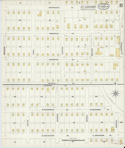 Sanborn Fire Insurance Map from Florala, Covington County, Alabama (1907), Sheet #0008 - Complete Map Set gallery image, historic Sanborn map, vintage wall art, Alabama Alabama