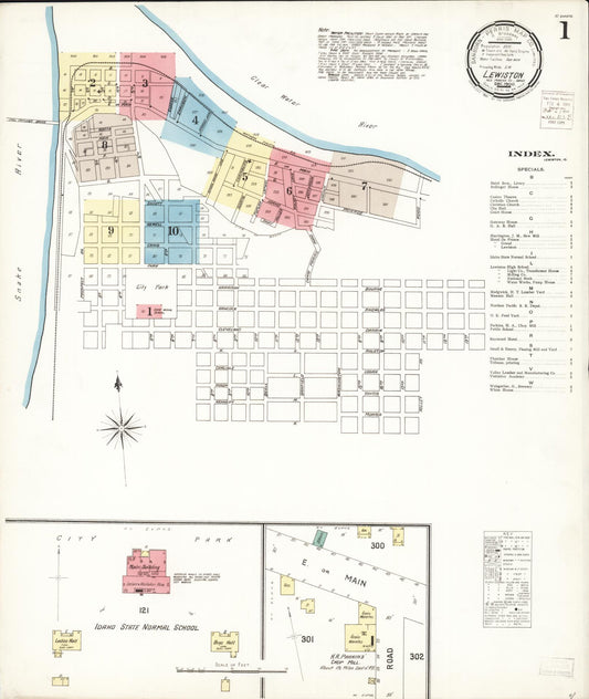 Sanborn Fire Insurance Map from Lewiston, Nez Perce County, Idaho (1900), Sheet #0001 - Complete Map Set gallery image, historic Sanborn map, vintage wall art, Idaho Idaho