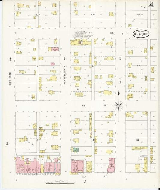 Sanborn Fire Insurance Map from Holton, Jackson County, Kansas (1896), Sheet #0004 - Historic Sanborn Fire Insurance Map Print, vintage old map wall art, antique decor, genealogy gift, Kansas Kansas map