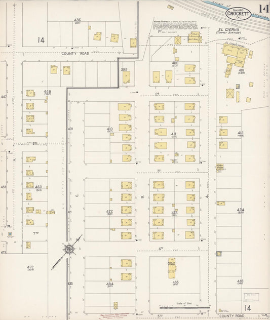 Sanborn Fire Insurance Map from Crockett, Contra Costa County, California (1913), Sheet #0014 - Historic Sanborn Fire Insurance Map Print, vintage old map wall art, antique decor, genealogy gift, California California map