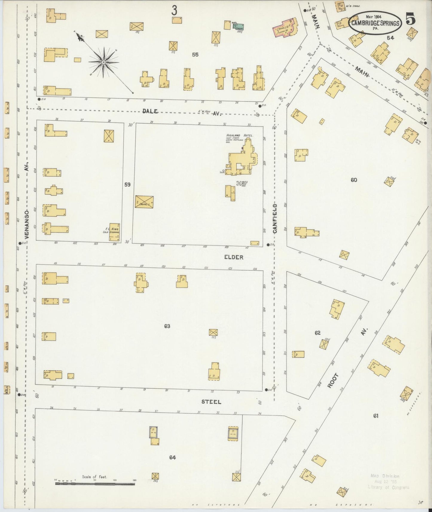 Sanborn Fire Insurance Map from Cambridge Springs, Crawford County, Pennsylvania (1904), Sheet #0005 - Historic Sanborn Fire Insurance Map Print, vintage old map wall art, antique decor, genealogy gift, Pennsylvania Pennsylvania map