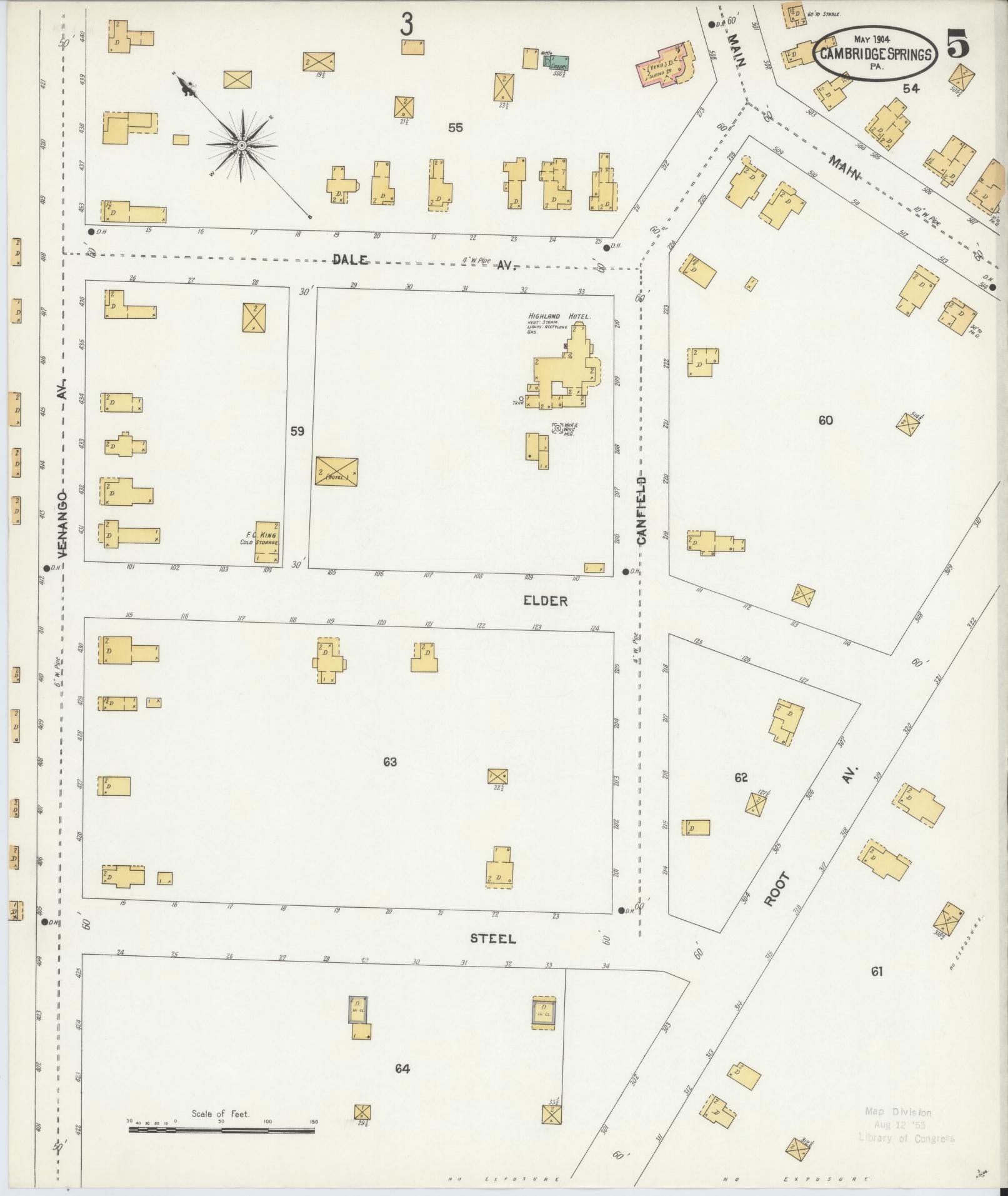 Sanborn Fire Insurance Map from Cambridge Springs, Crawford County, Pennsylvania (1904), Sheet #0005 - Historic Sanborn Fire Insurance Map Print, vintage old map wall art, antique decor, genealogy gift, Pennsylvania Pennsylvania map